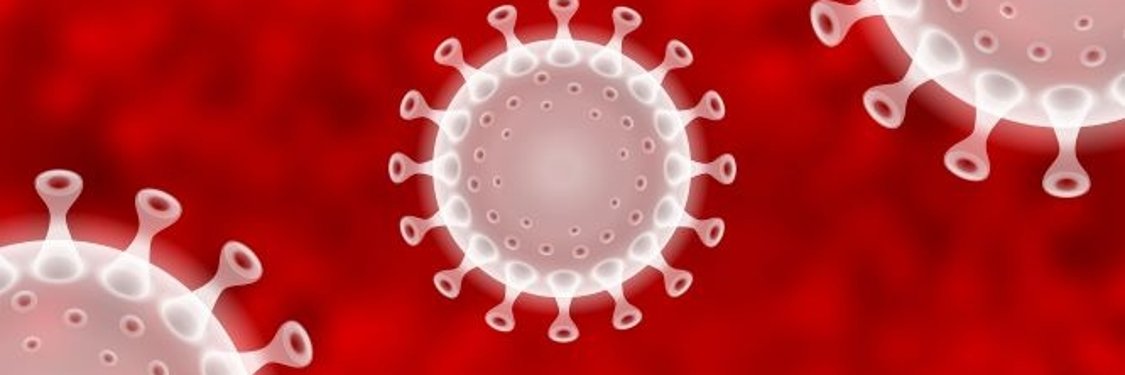 Corona-Virus mit rotem Hintergrund