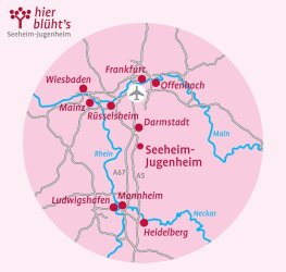 Lageplan von Seeheim-Jugenheim auf einer Karte über die Region