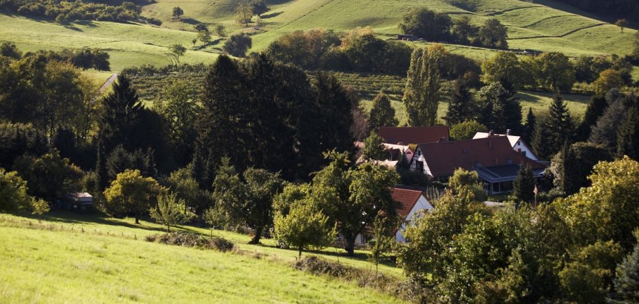 Blick auf einen Ortsteil im Odenwald