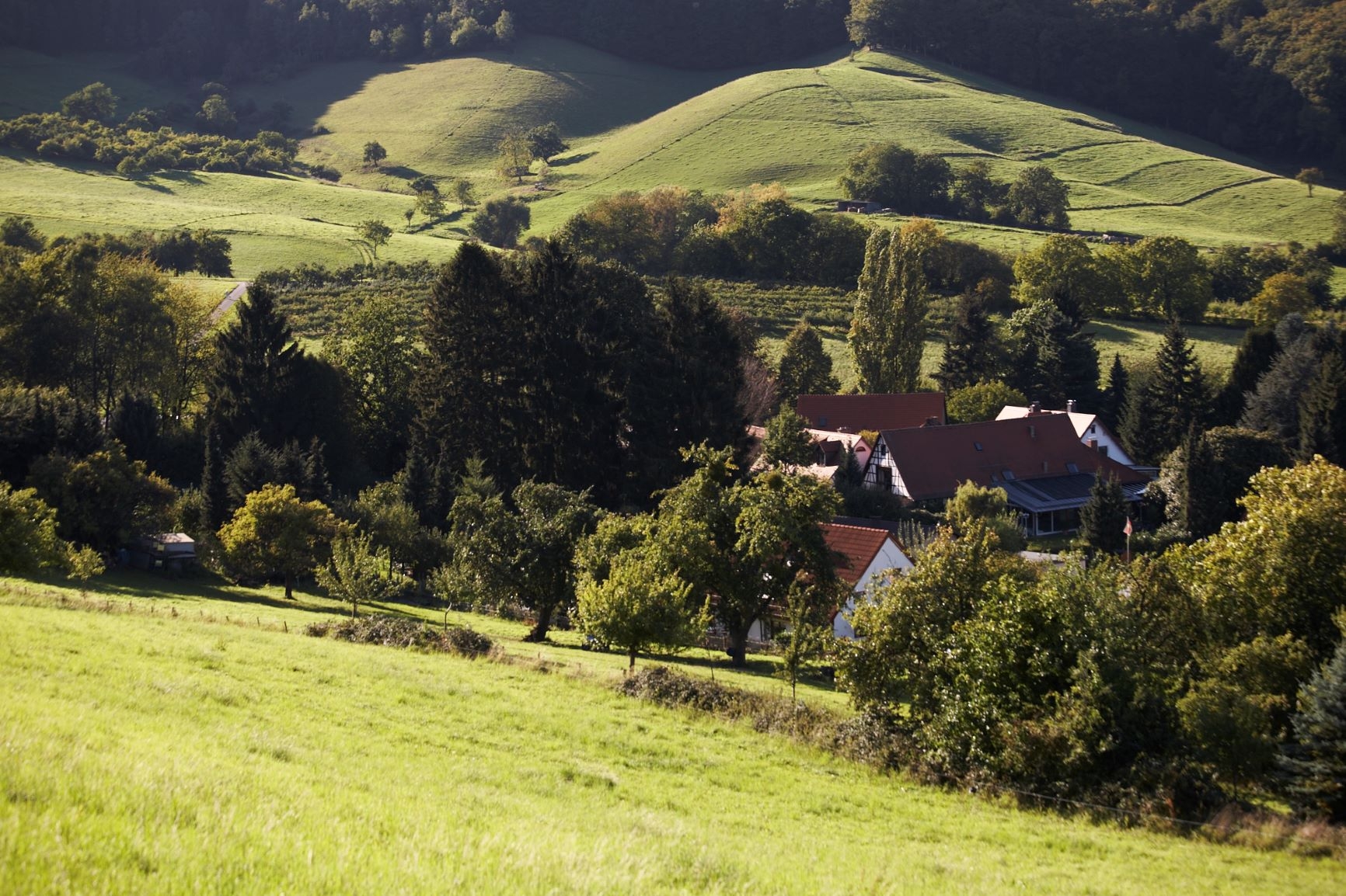 Blick auf einen Ortsteil im Odenwald