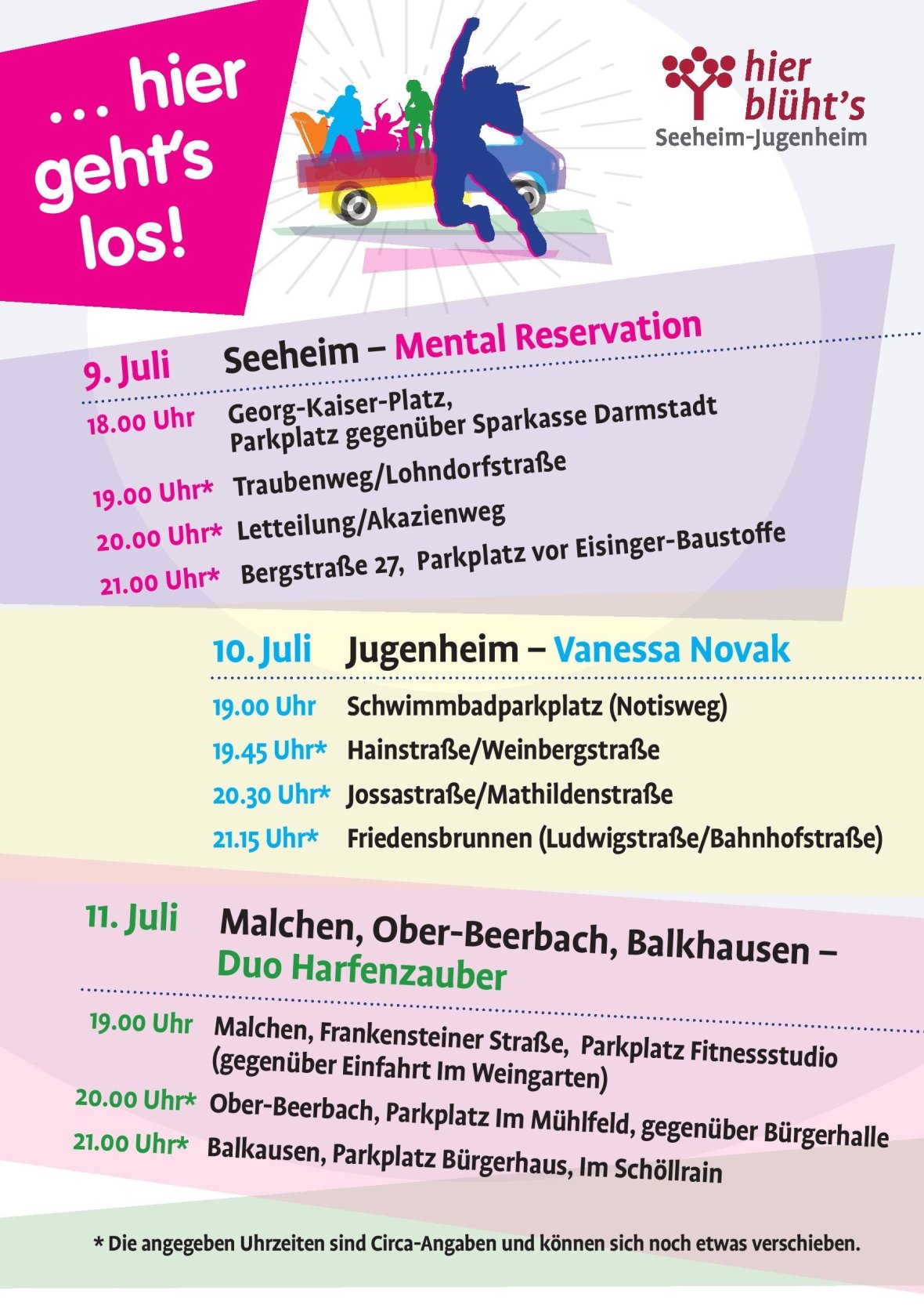 Flyer mit Spielzeiten